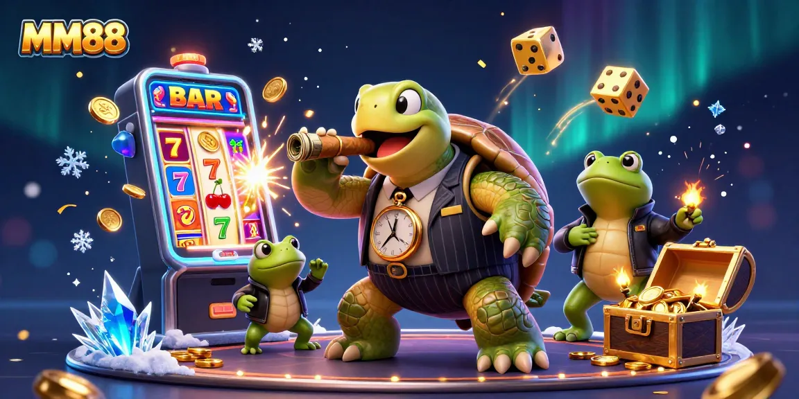Experience the thrill of MM88 with a dynamic casino scene featuring vibrant characters and games.