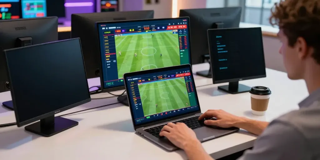 http://tx88-onl.net/ online betting scene with user placing bets on sports events and multiple screens.
