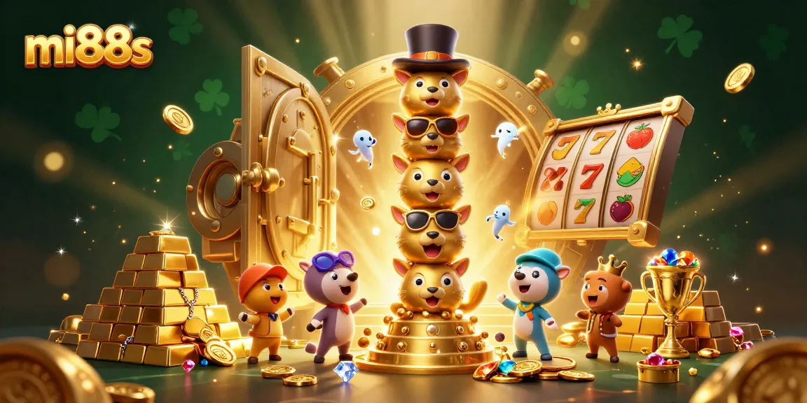 Experience thrilling gameplay with mi88s, featuring vibrant slot reels and golden treasures bursting forth.