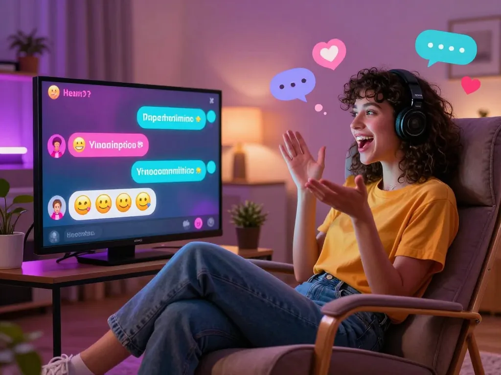Dynamic sexchat interaction between animated characters in a cozy digital setting.