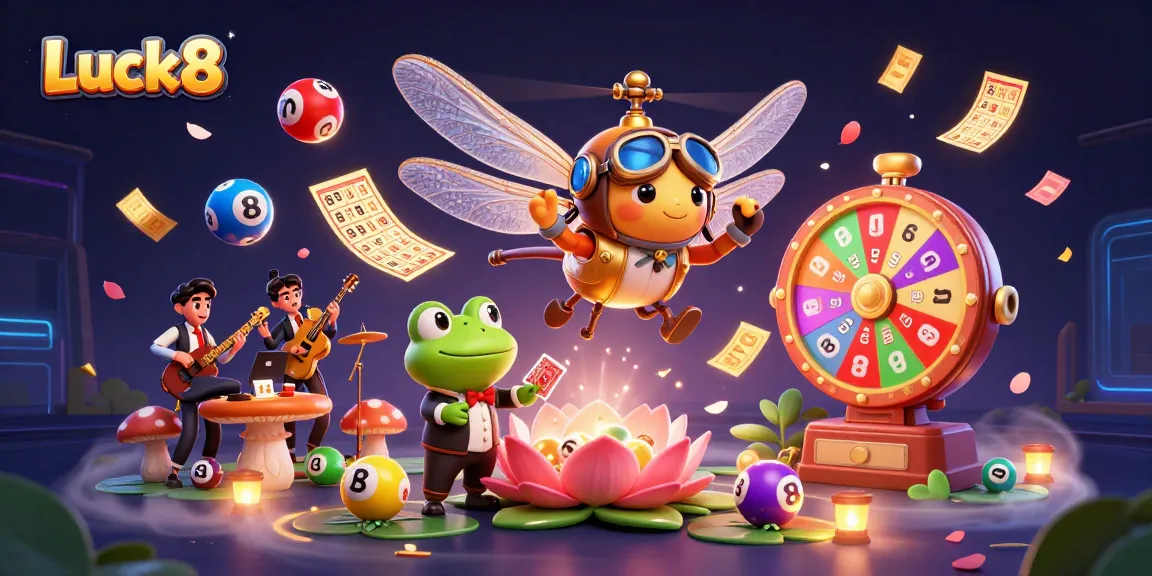 Experience vibrant casino games with Luck8 featuring a dragonfly pilot and frog croupier in action.
