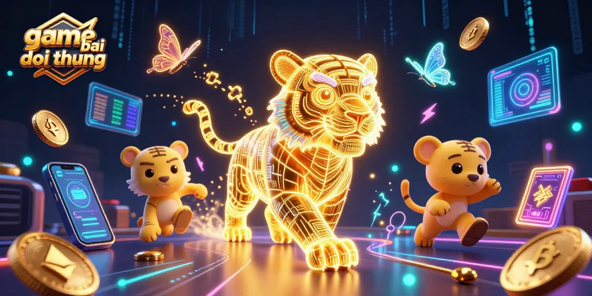 Engage in game bai doi thuong with a vibrant casino scene showcasing digital currency elements and energetic characters.