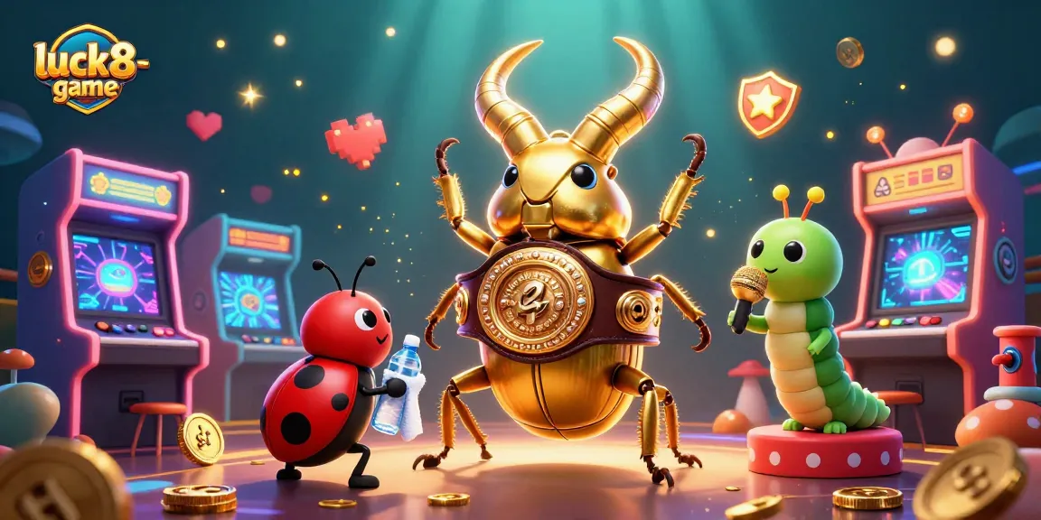 Immerse in the luck8-game with dynamic 3D elements showcasing casino excitement, like arcade machines and glowing coins.