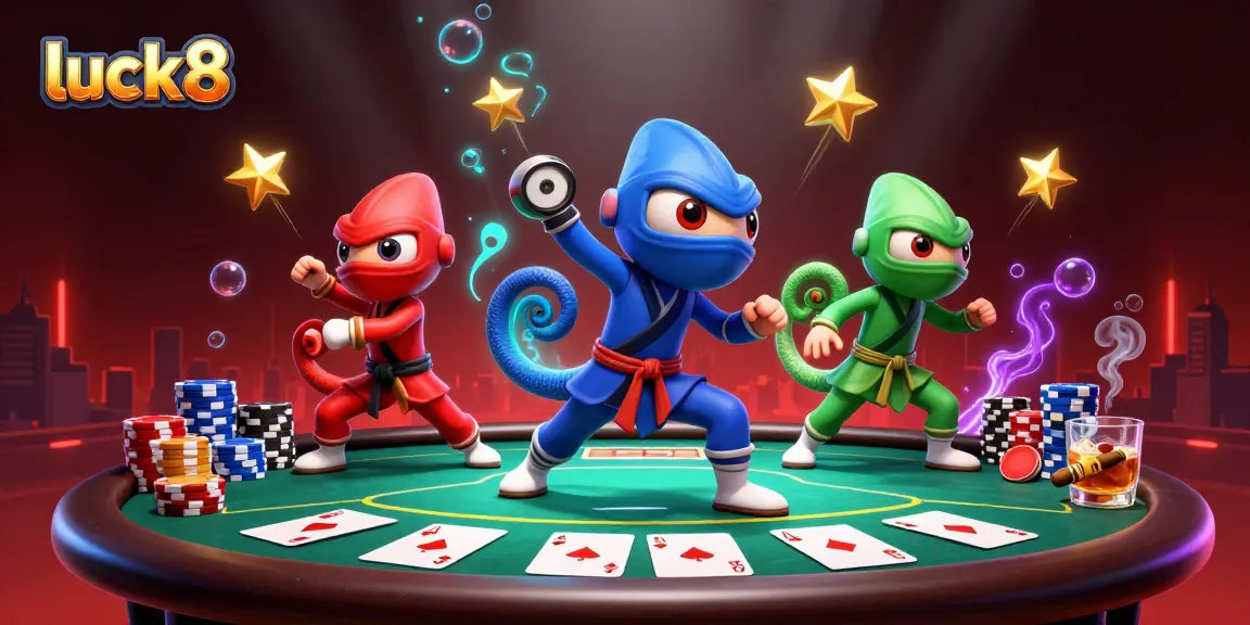 Engage in thrilling poker action with luck8 as colorful chameleons showcase their skills.