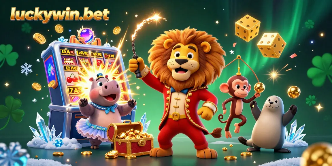 Engage with the thrilling atmosphere of luckywin-bet, featuring colorful slot machines, vibrant characters, and exciting gameplay.