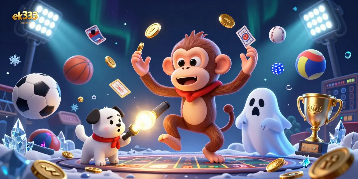 Join the excitement with ek333 as a mischievous poltergeist monkey juggles treasures in a haunted casino.